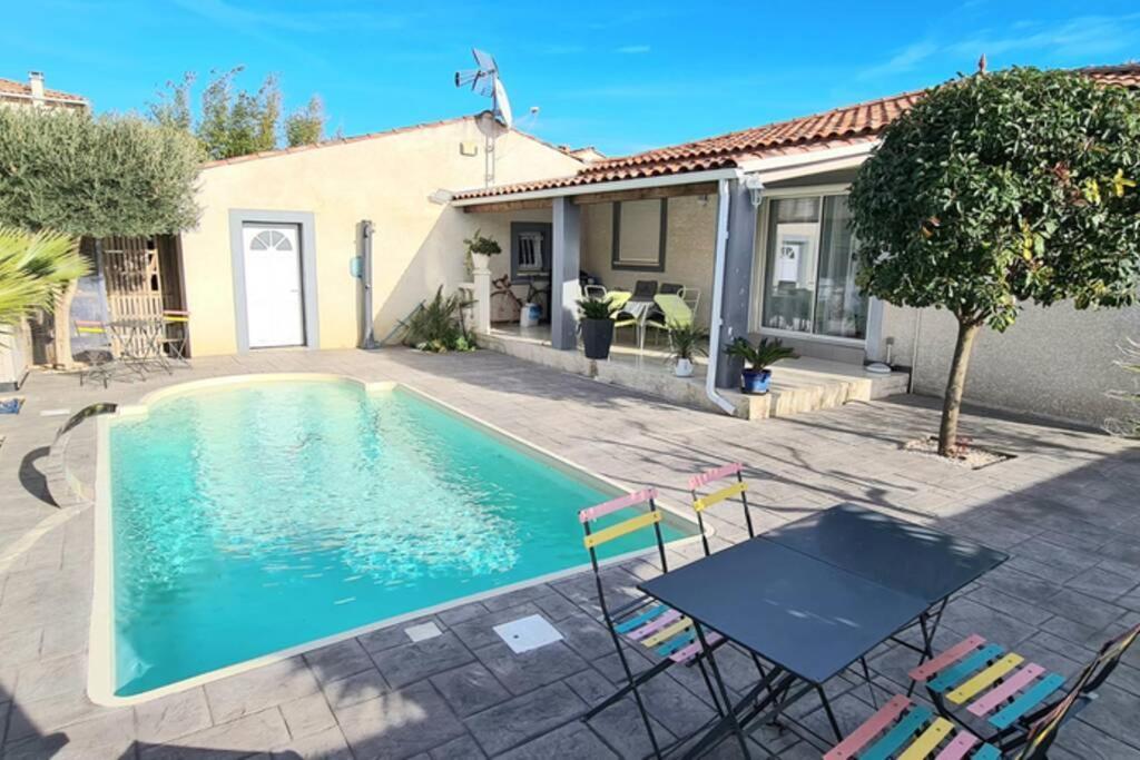 Villa Piscine De La Garrigue Florensac Exterior foto